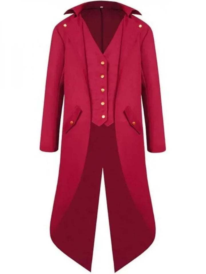 Vintage Steampunk Tail Coat Red