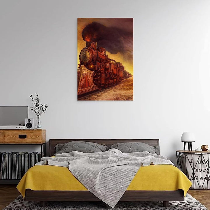 Vintage Steampunk Train Wall Art Poster