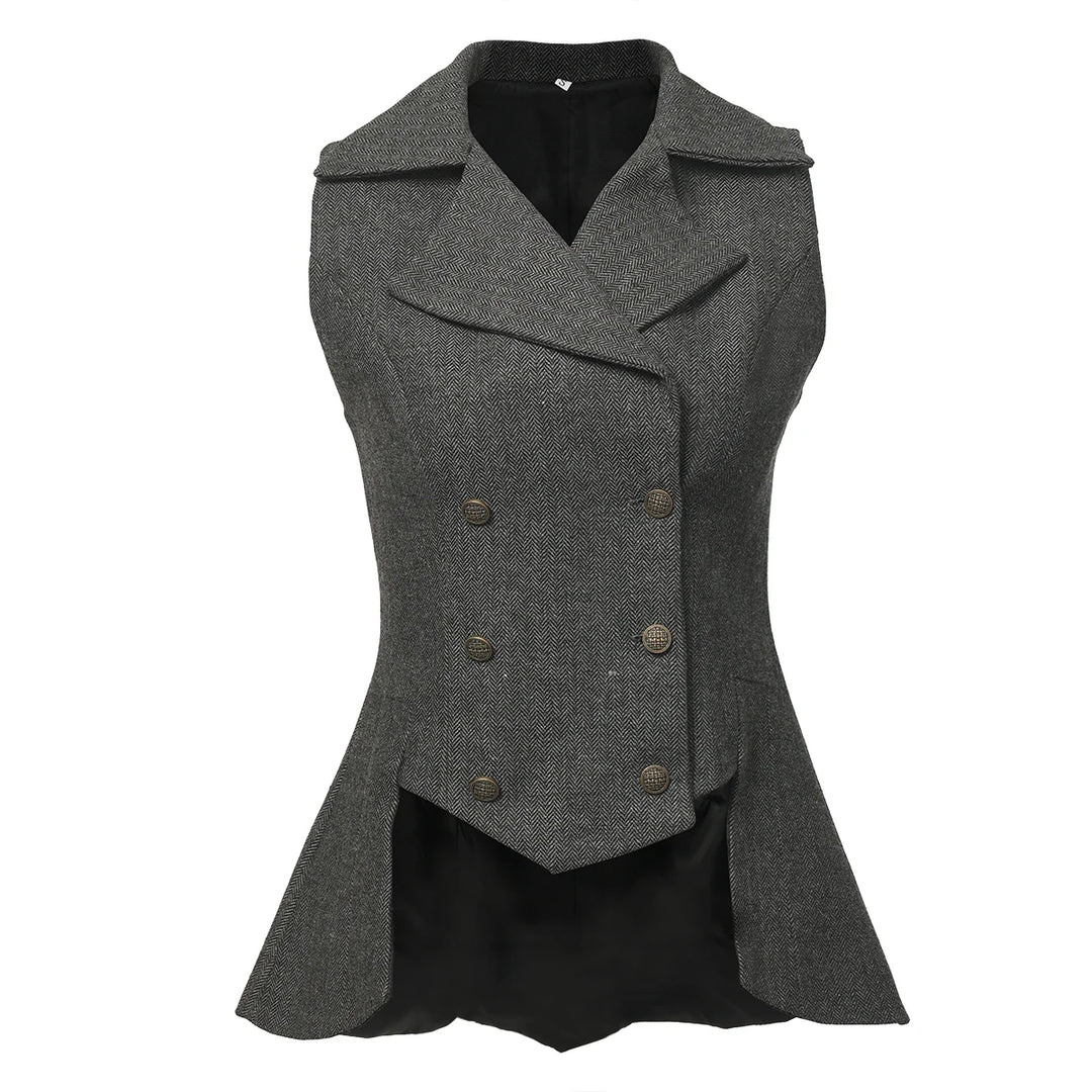 Vintage Steampunk Vest Jacket Gray