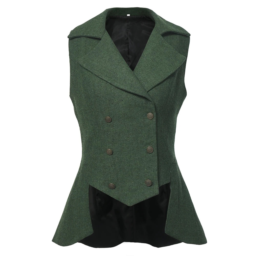 Vintage Steampunk Vest Jacket Green