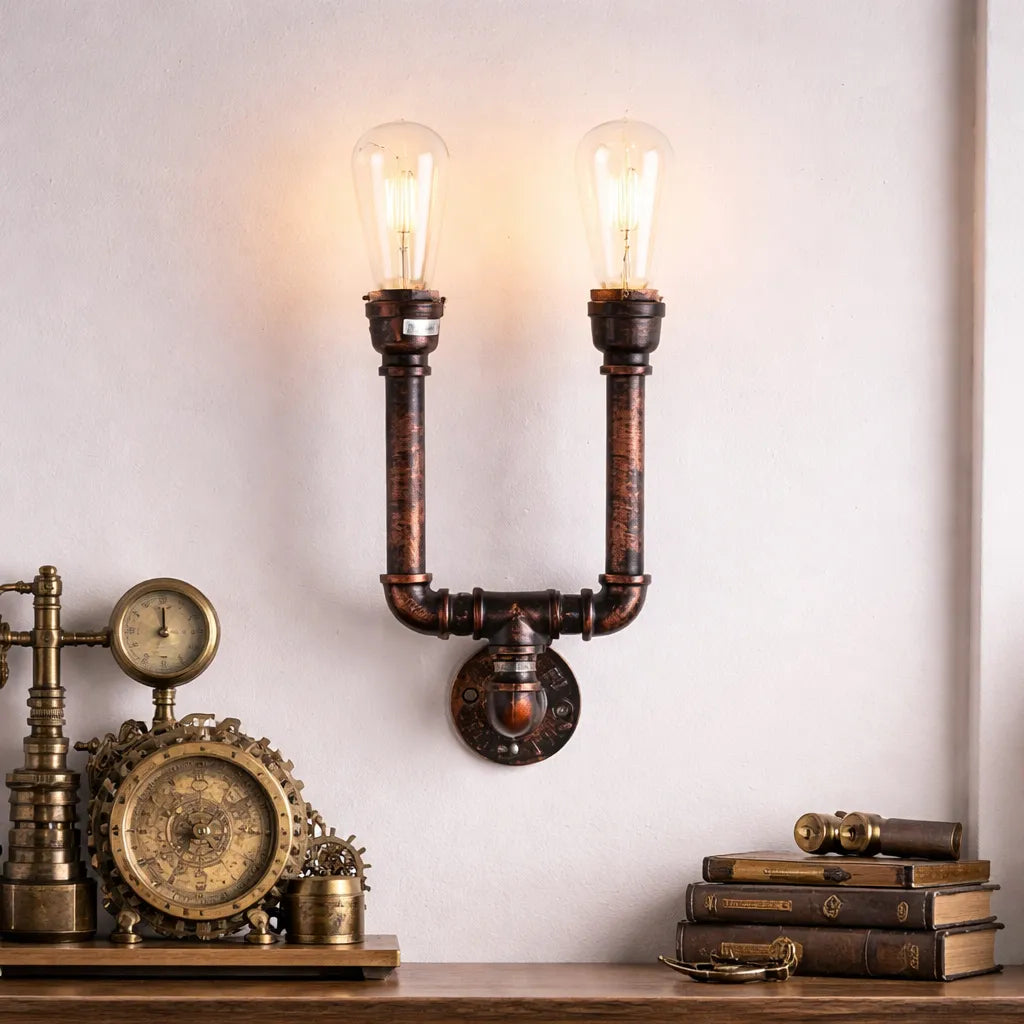 Vintage Steampunk Water Pipe Lamp