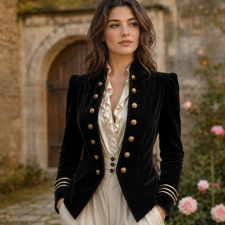 Vintage Velvet Blazer Steampunk Slim Fit