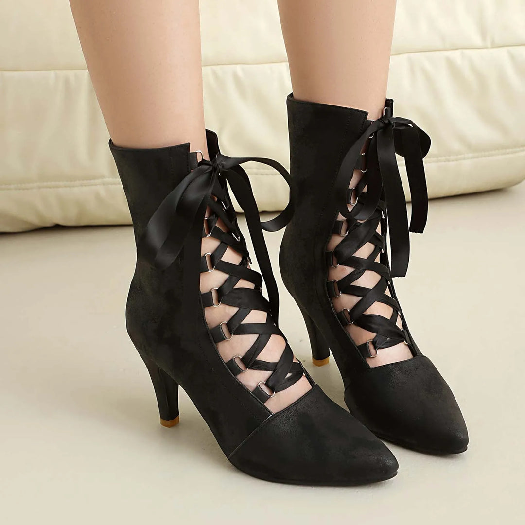 Vintage gothic medieval steampunk mid-calf boots – dark style