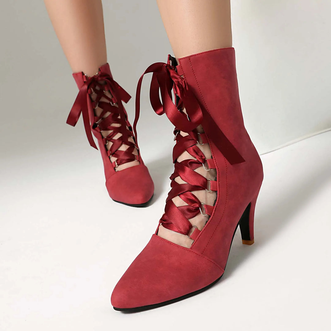 Vintage gothic medieval steampunk mid-calf boots ornate design