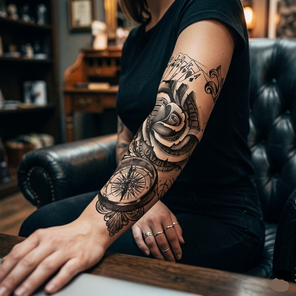 Waterproof Steampunk Sexy Rose Flower Tattoo fashion