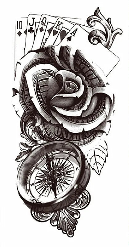 Waterproof Steampunk Sexy Rose Flower Tattoo stylish