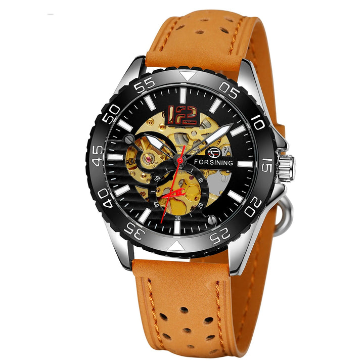 Waterproof Steampunk Wrist Watch Design Brown