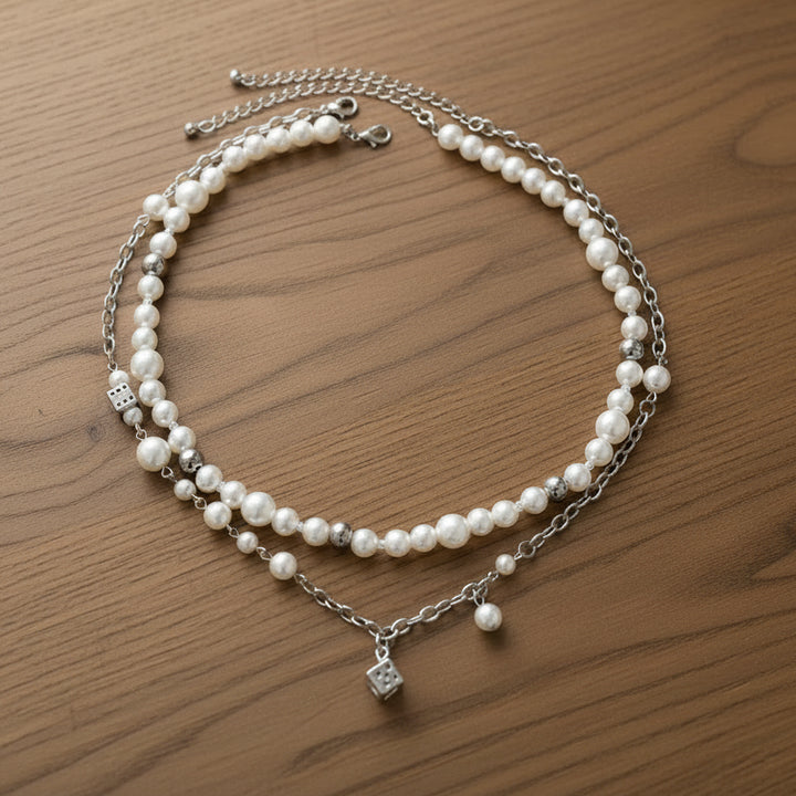 White Pearl Steampunk Necklace