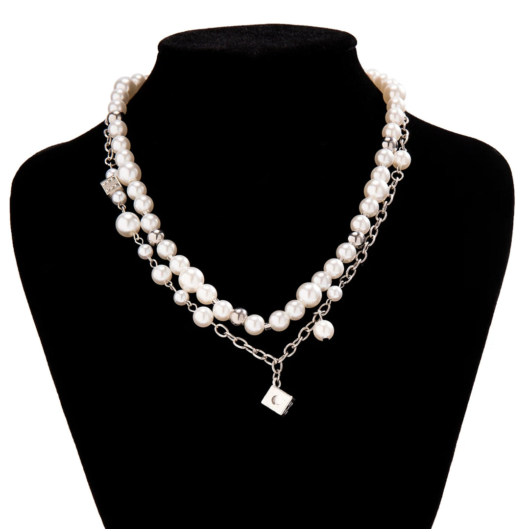 White Pearl Steampunk Necklace quality