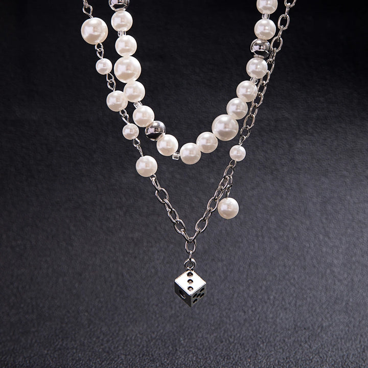 White Pearl Steampunk Necklace tendance