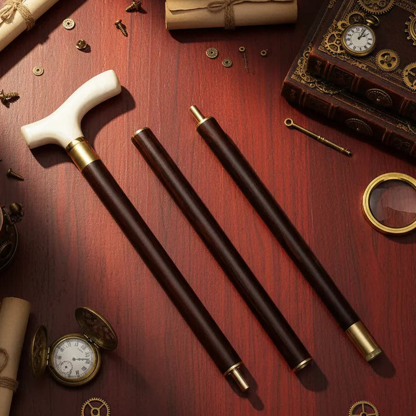 White Steampunk Cane