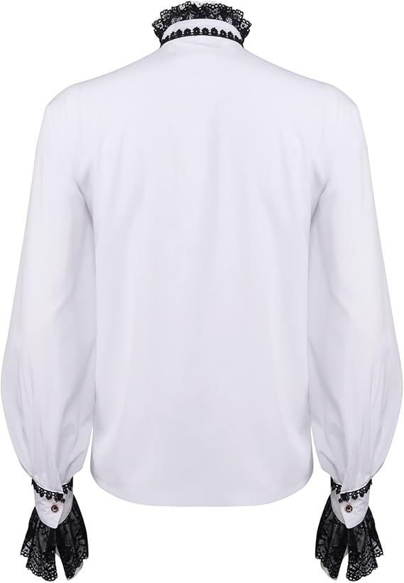White Steampunk Shirt Embroidered retro