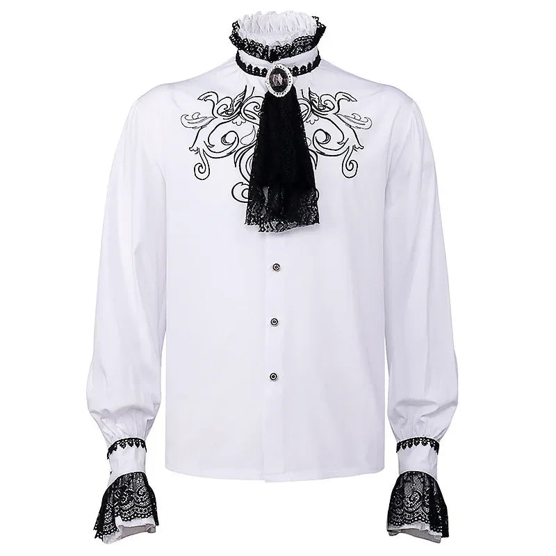 White Steampunk Shirt Embroidered tendance