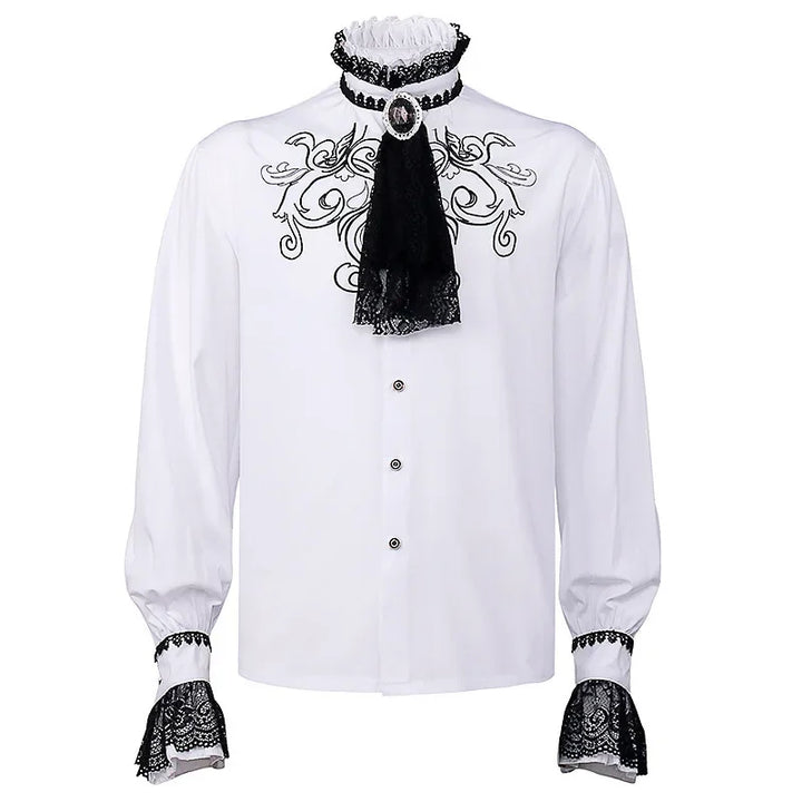 White Steampunk Shirt Embroidered tendance