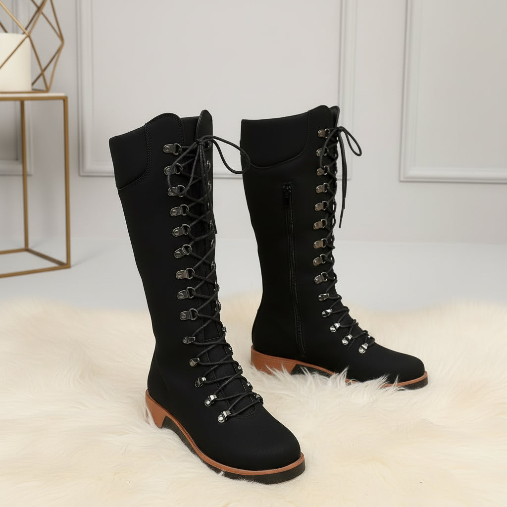 Women Knee High Boots Steampunk Lace-Up