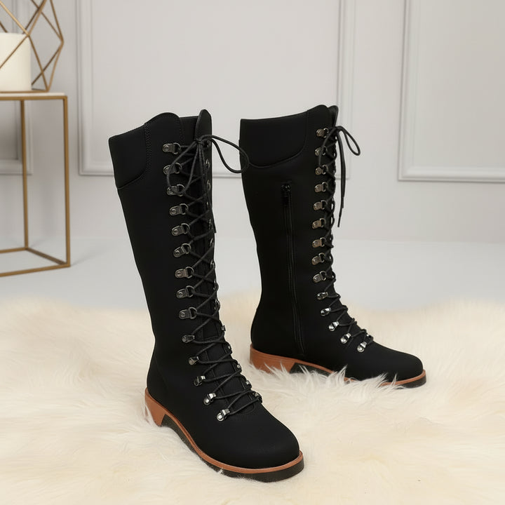 Women Knee High Boots Steampunk Lace-Up