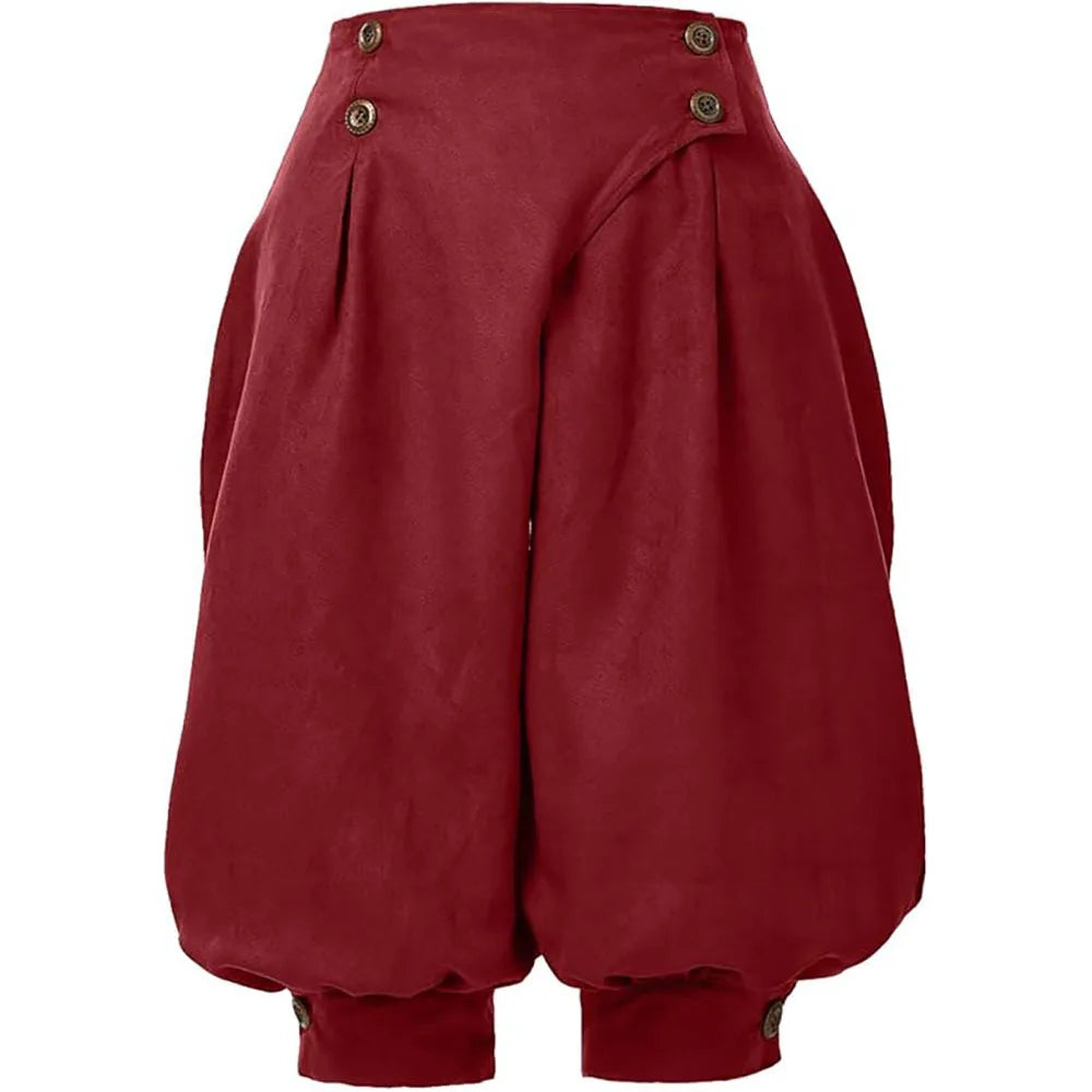 Women Medieval Renaissance Steampunk Pants Burgundy