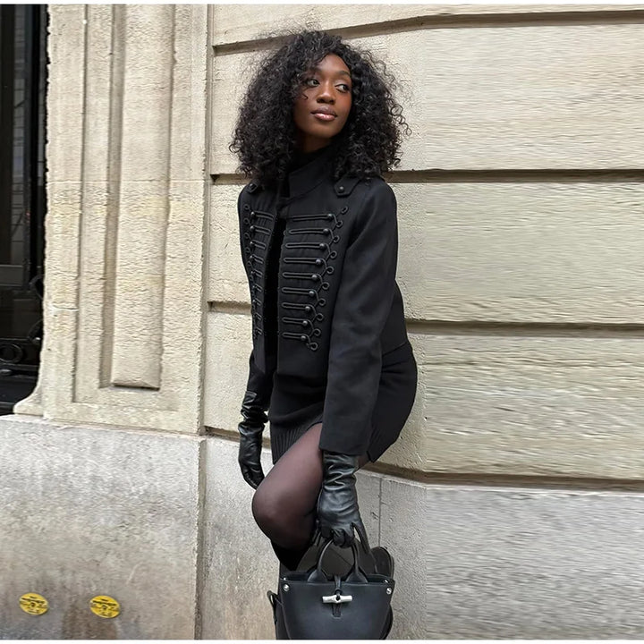 Women's Black Retro Steampunk Jacket elegant