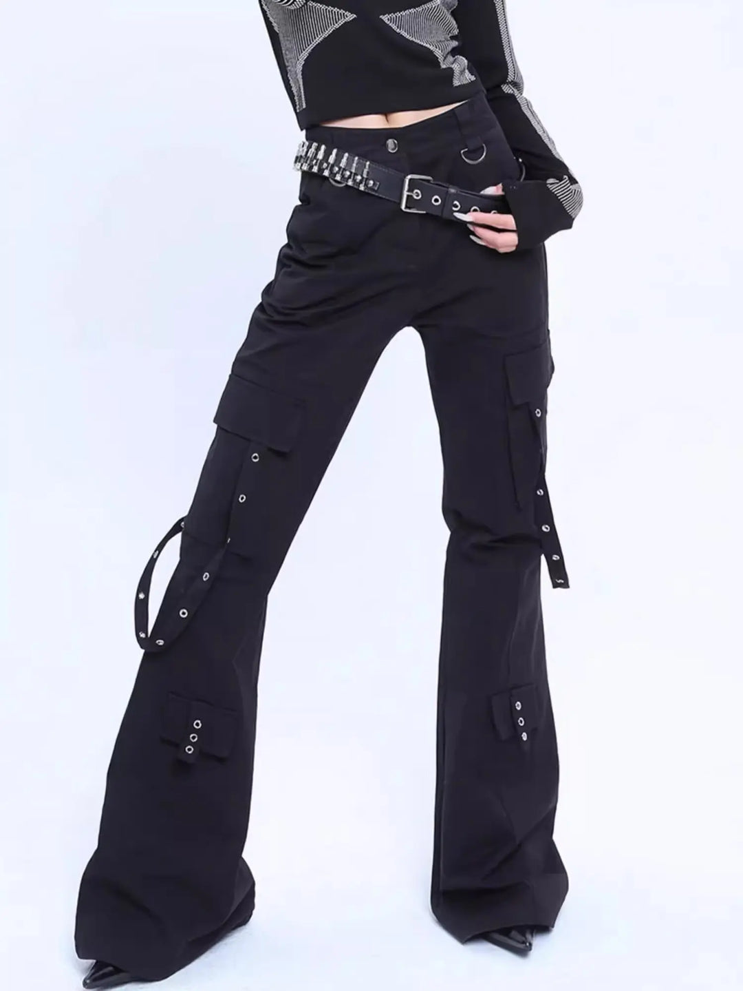 Women’s Casual Black Steampunk Pants Design Black