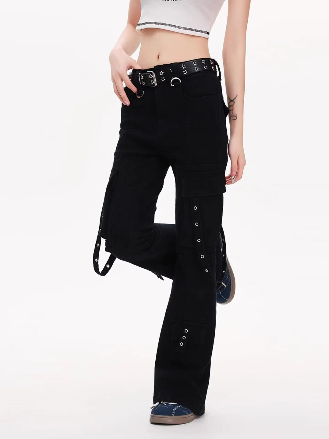 Women’s Casual Black Steampunk Pants Design Stylish