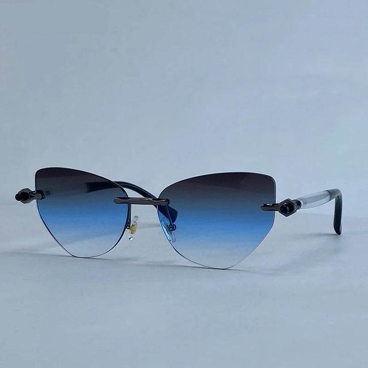 Women’s Cat-Eye Steampunk Sunglasses Blue