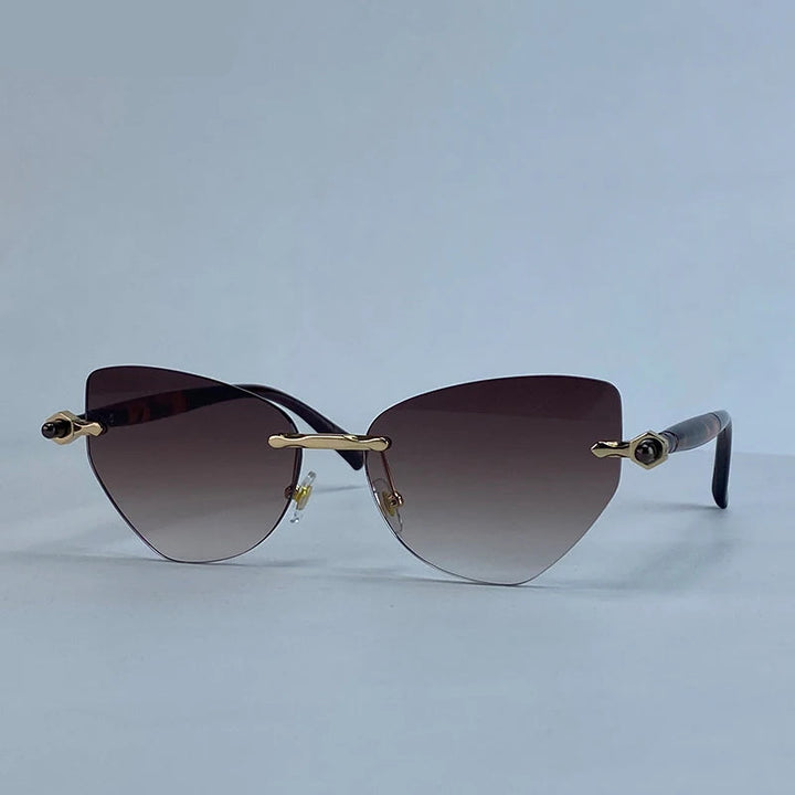 Women’s Cat-Eye Steampunk Sunglasses Dark Brown