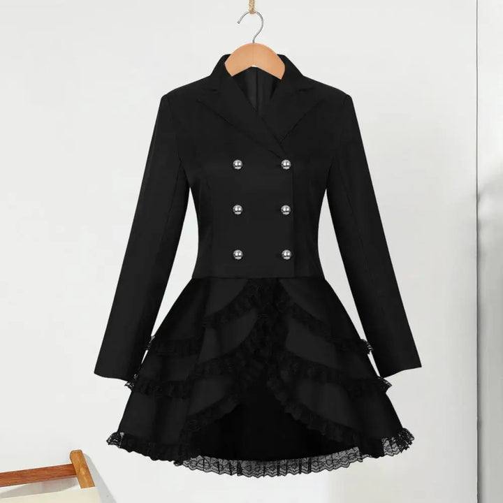 Women's Double-breasted Steampunk Blazer Coat Black
