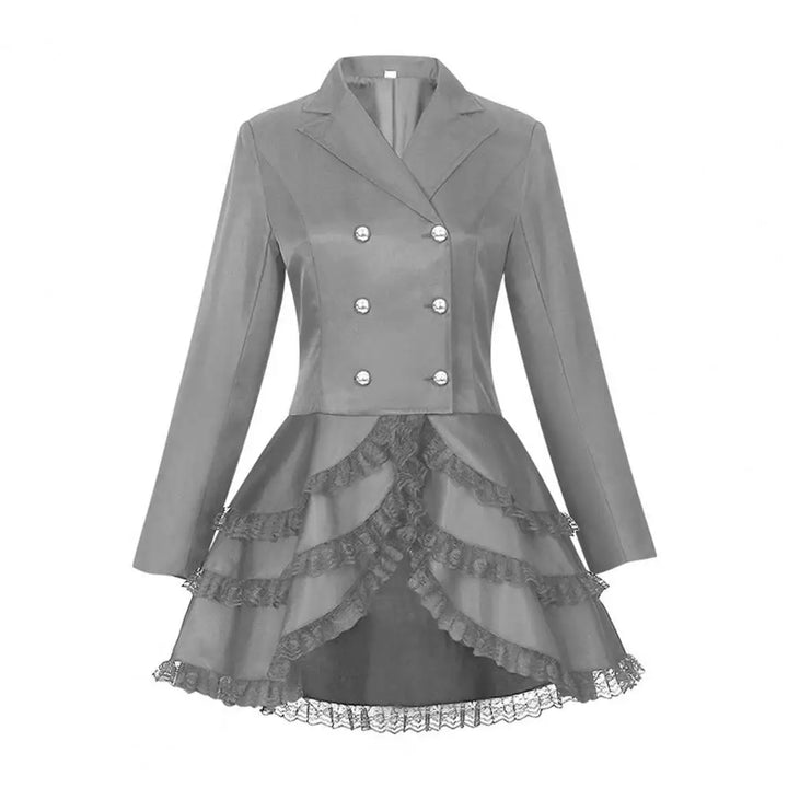 Women's Double-breasted Steampunk Blazer Coat Gray