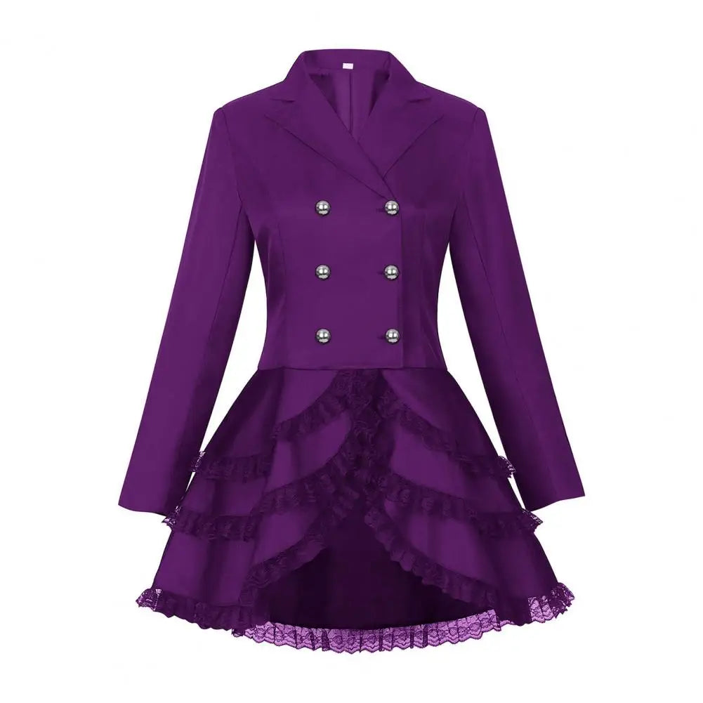 Women's Double-breasted Steampunk Blazer Coat Purple