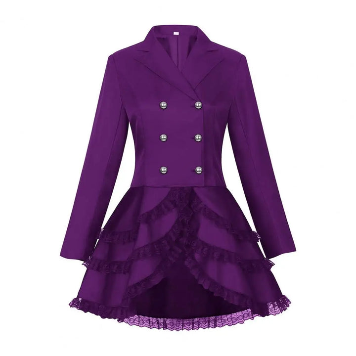 Women's Double-breasted Steampunk Blazer Coat Purple