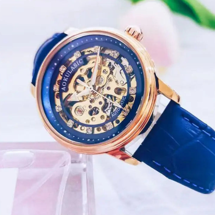 Women’s Mechanical Skeleton Steampunk Watch Blue