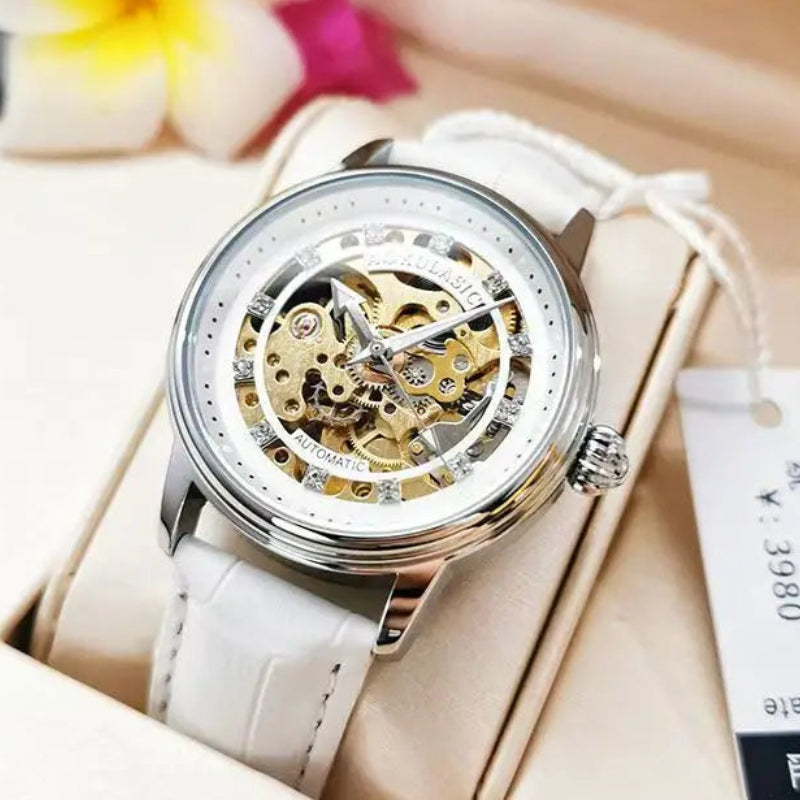 Women’s Mechanical Skeleton Steampunk Watch White