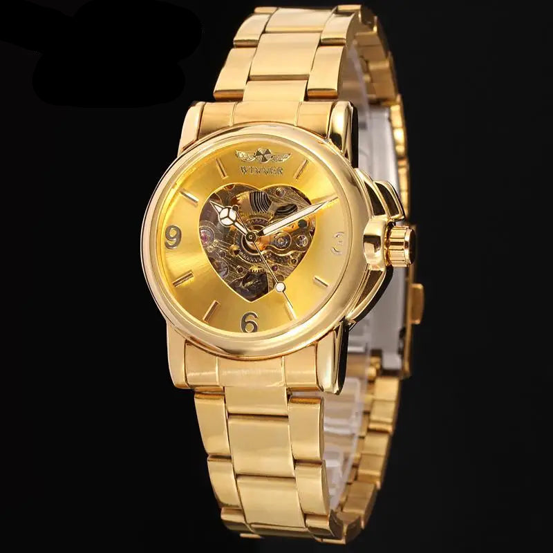 Women’s Mechanical Steampunk Heart Watch Gold