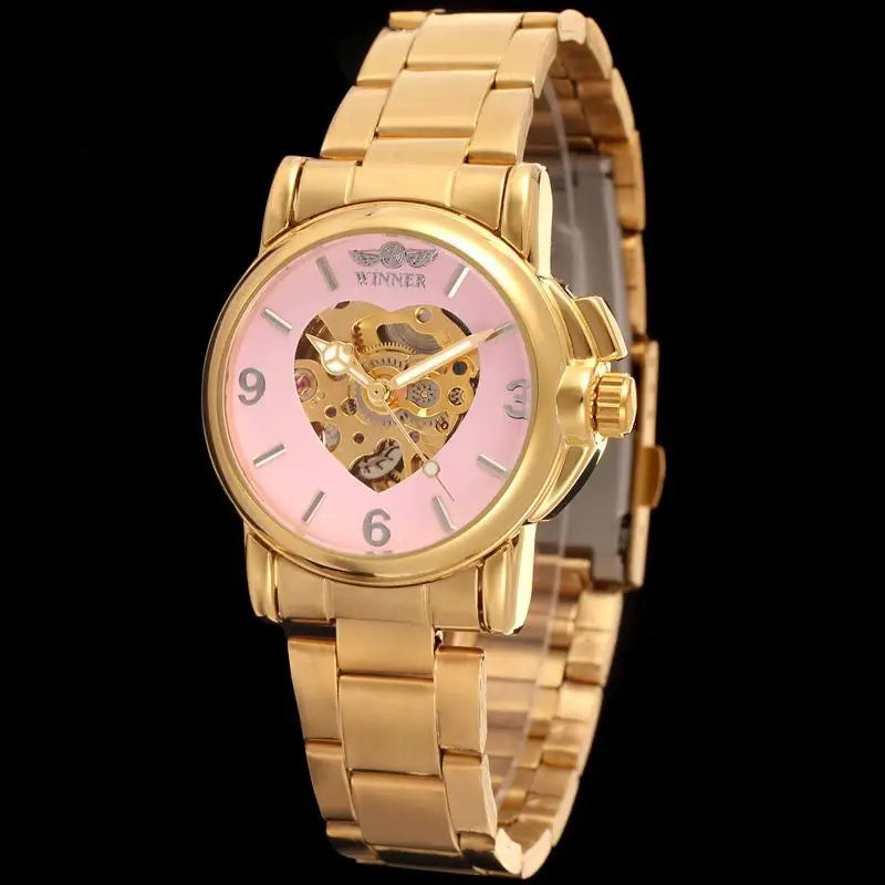 Women’s Mechanical Steampunk Heart Watch Pink