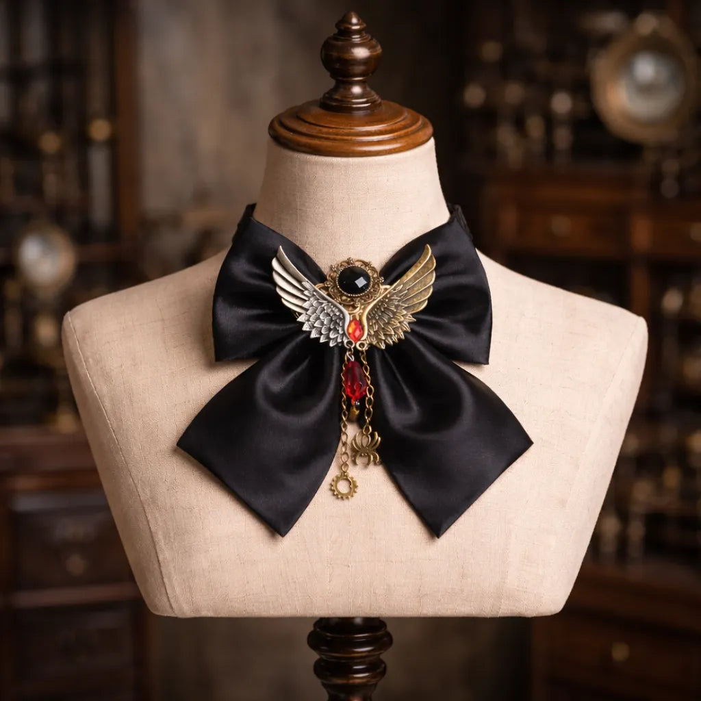 Women's Steampunk Bow Tie with Wings Design