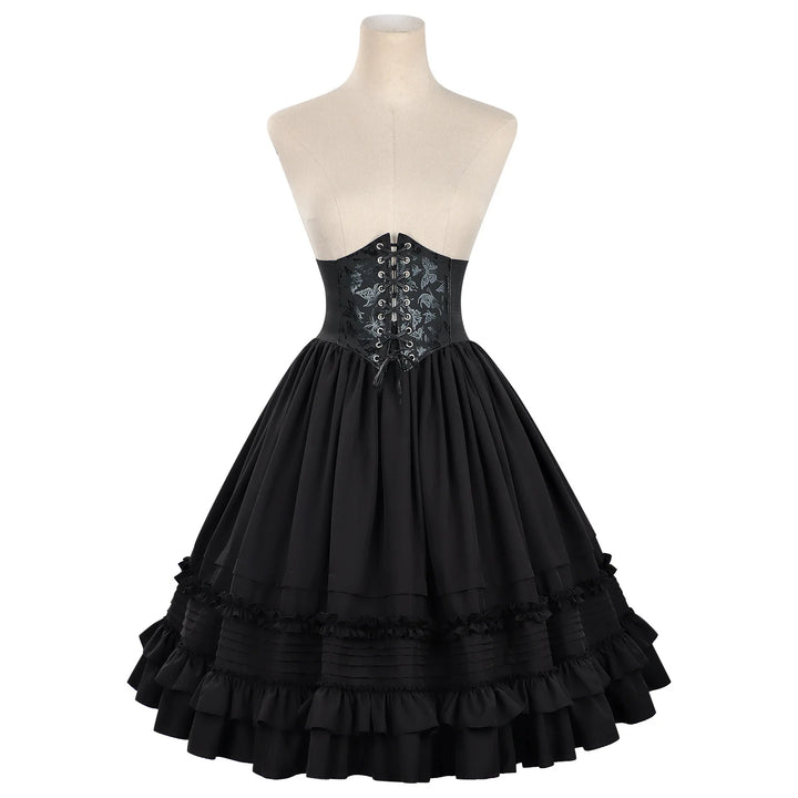 Women's Steampunk Lolita Costume Set Skirt Black and Belt
