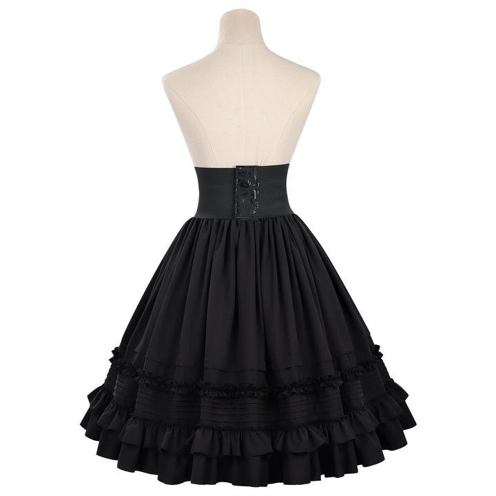 Women's Steampunk Lolita Costume Set Skirt Black and Belt Back
