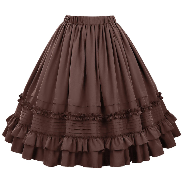 Women's Steampunk Lolita Costume Set Skirt Brown