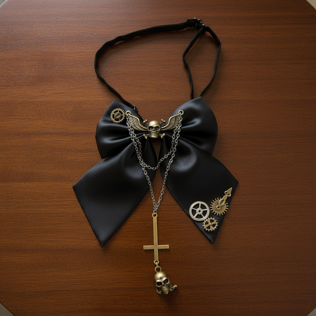 Women's Steampunk Skull Bow Tie