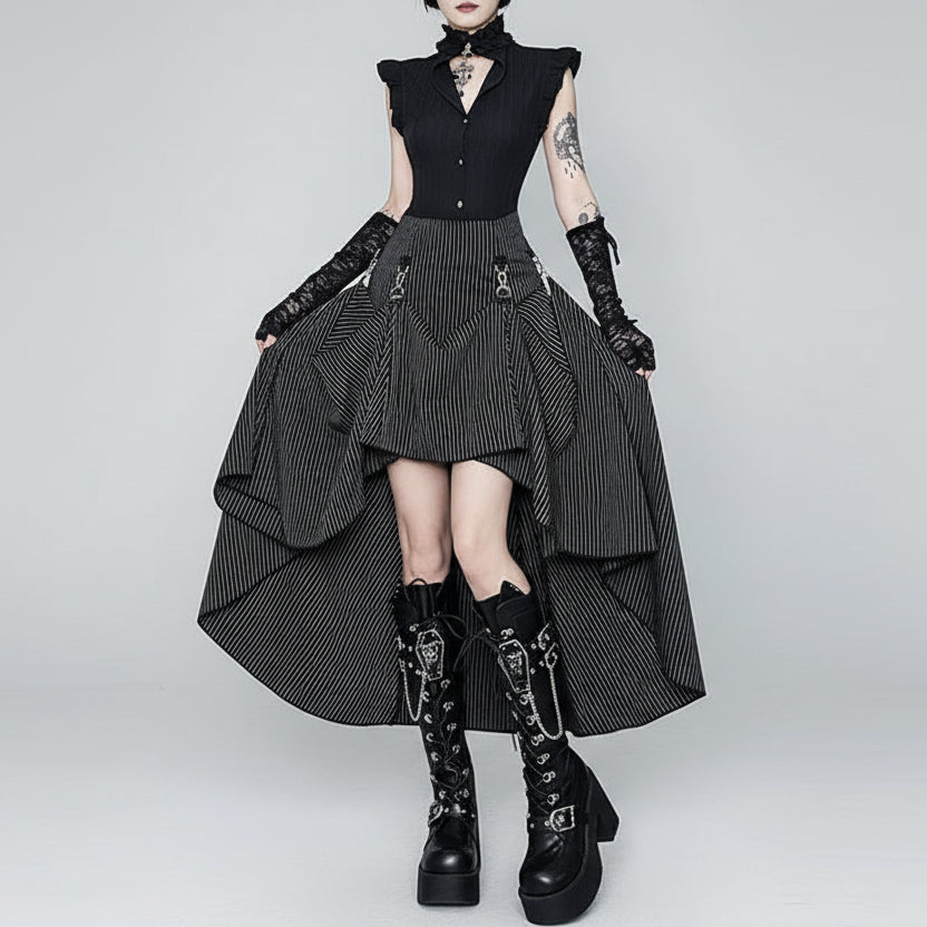 Women's Striped Steampunk Skirt