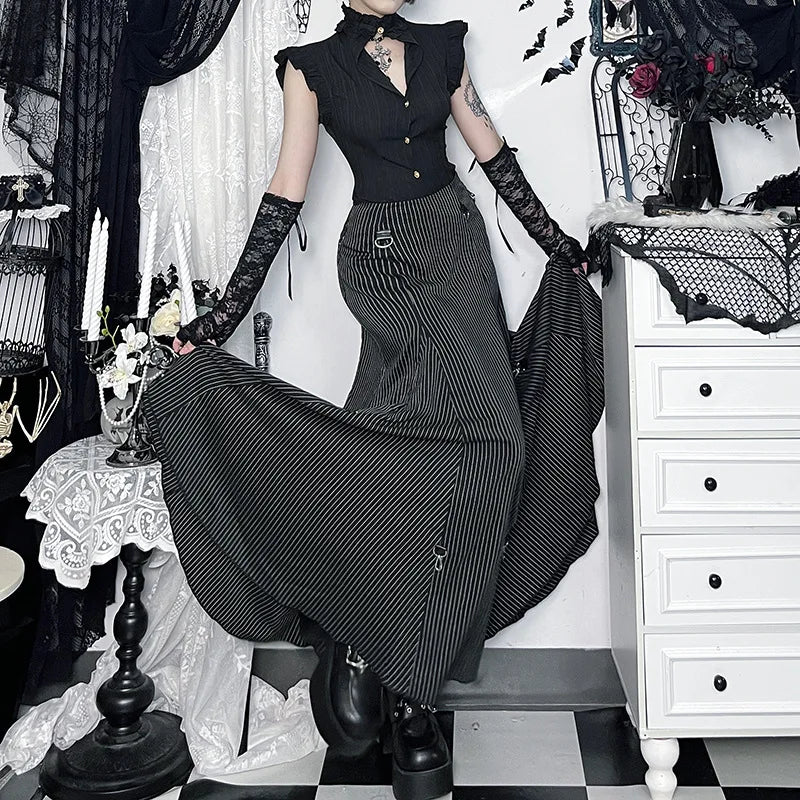 Women's Striped Steampunk Skirt bold