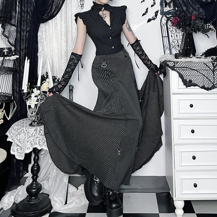 Women's Striped Steampunk Skirt bold