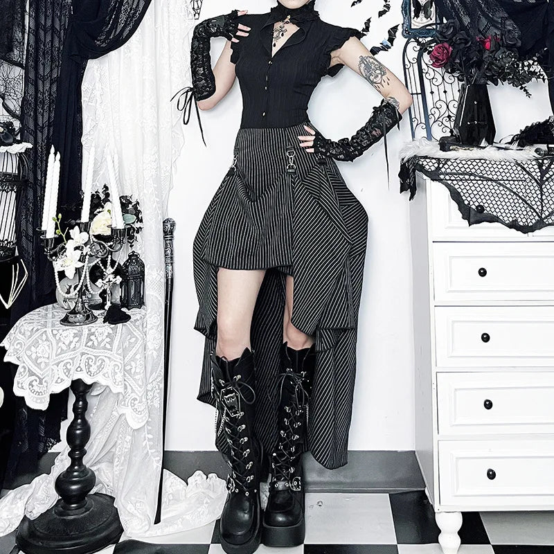 Women's Striped Steampunk Skirt edgy