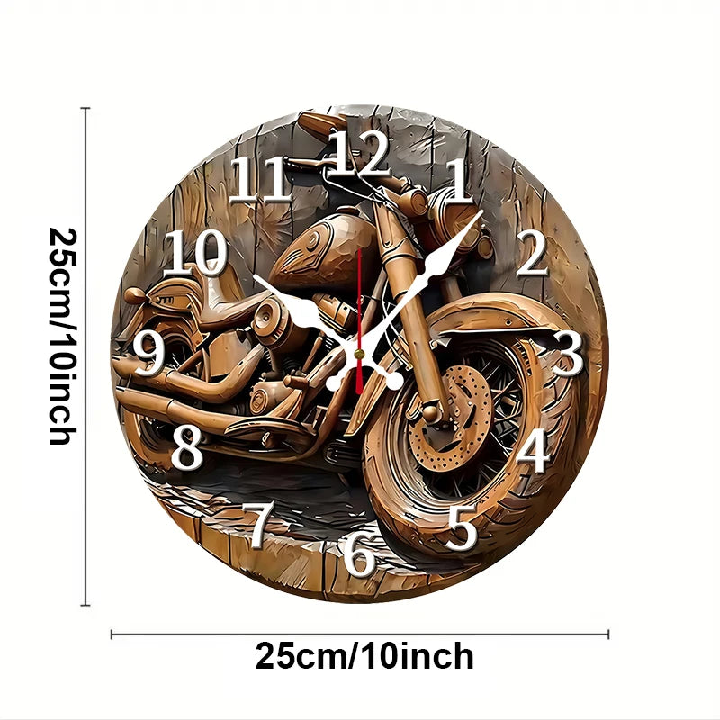 Wooden Steampunk Motorcycle Wall Clock fashion