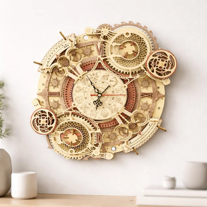 Wooden Steampunk Zodiac Clock