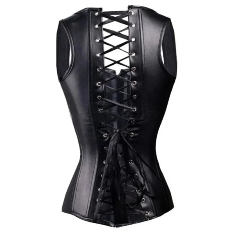 black lace-up steampunk corset dark