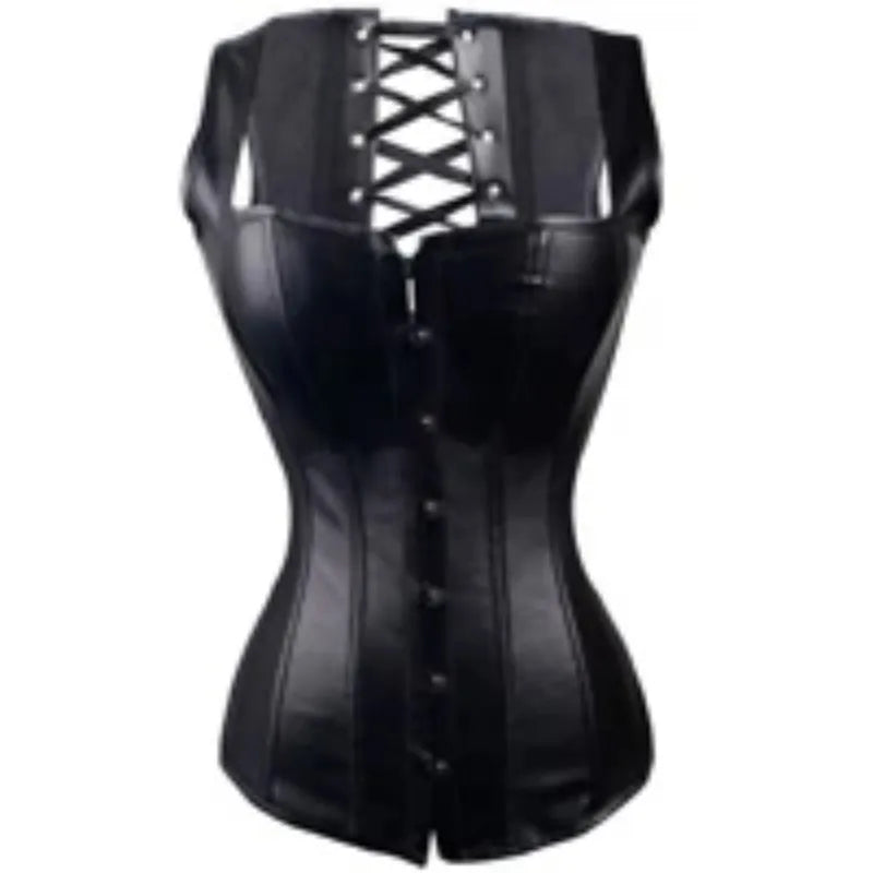black lace-up steampunk corset seductive