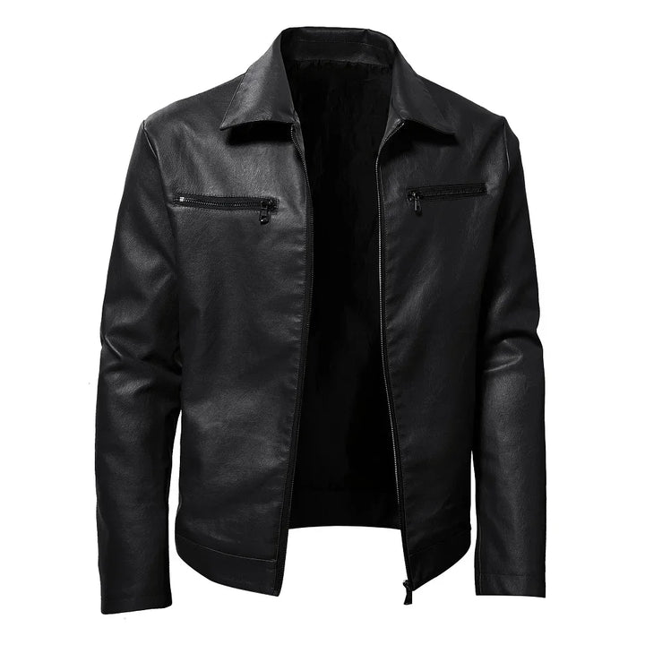 minimalist chic faux leather steampunk jacket modern