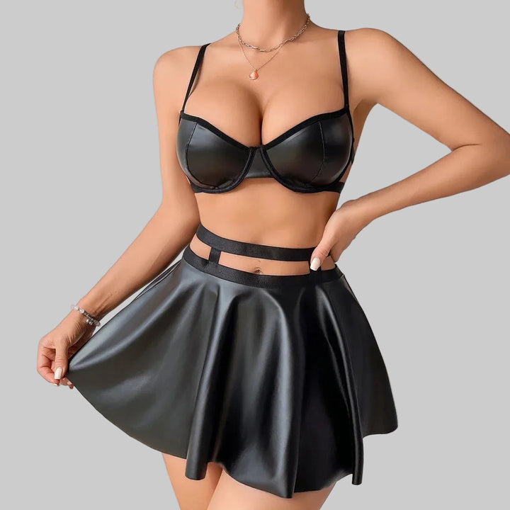 steampunk leather skirt lingerie set