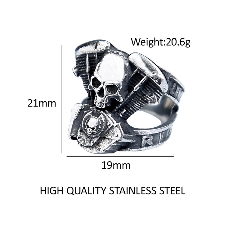 steampunk motorcycle engine crane ring vintage